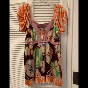 Ric Rac ‘Anthropologie’ Multi Print Top sz L NWT